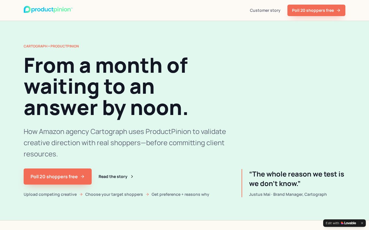 Finished customer story: ProductPinion × Cartograph
