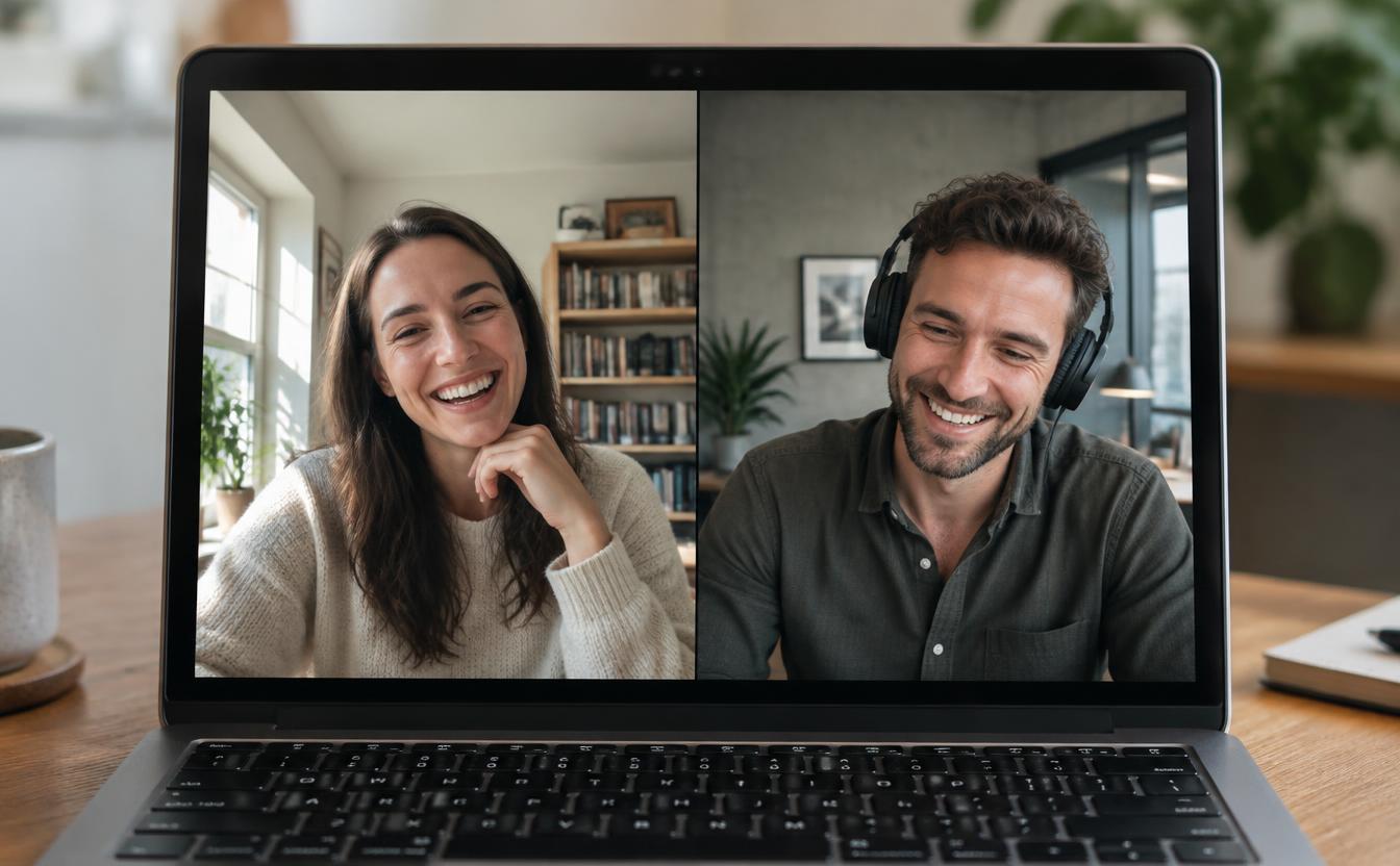 A remote customer interview between two professionals